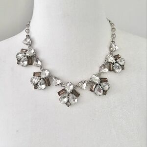 Stella & Dot Lila Crystal Fringe Necklace Vintage Silver Tone